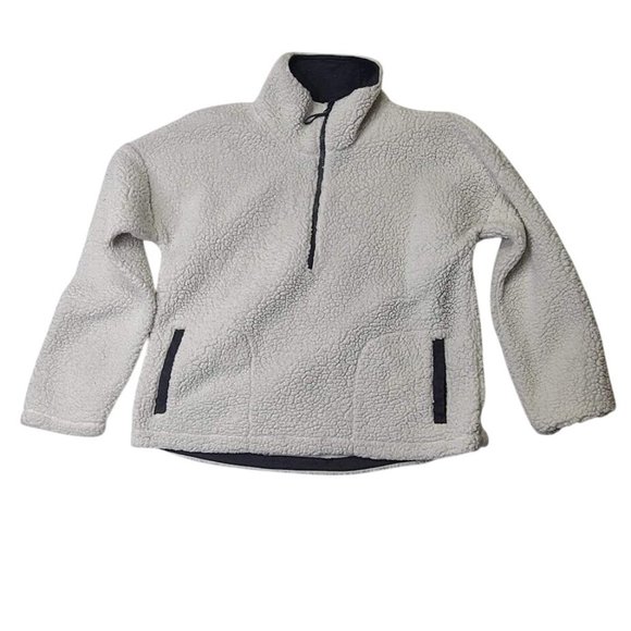 DSG Tops - DSG Womens Size L White Sherpa Fleece Half-Zip Pullover Jacket With Pockets